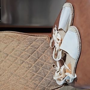 J. Crew D'Orsay Lace Up Espadrilles Flats Sandals Shoes Multicolor